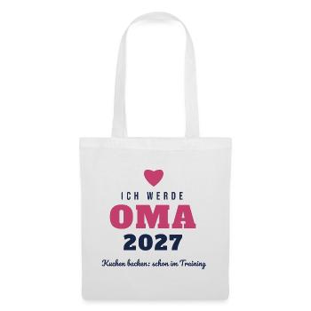 Oma 2027 – Ich werde Oma Kuchen backen Training - Stoffbeutel - Weiß - Vorne