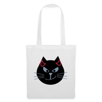 Katze mit Teufelshörnern - Stoffbeutel - Weiß - Vorne
