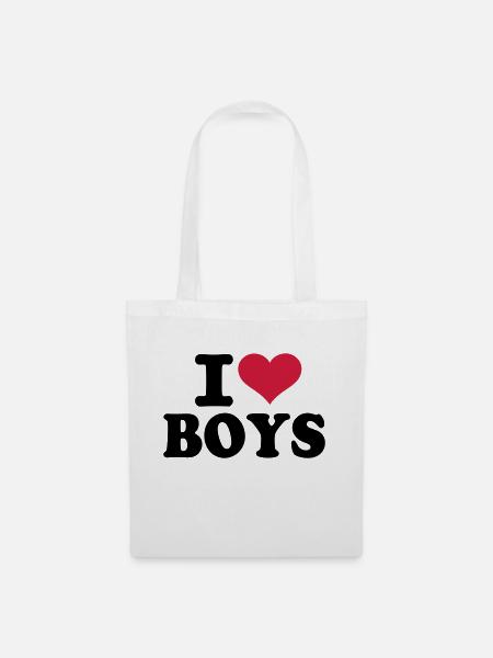 I love boys - Stoffbeutel - Weiß
