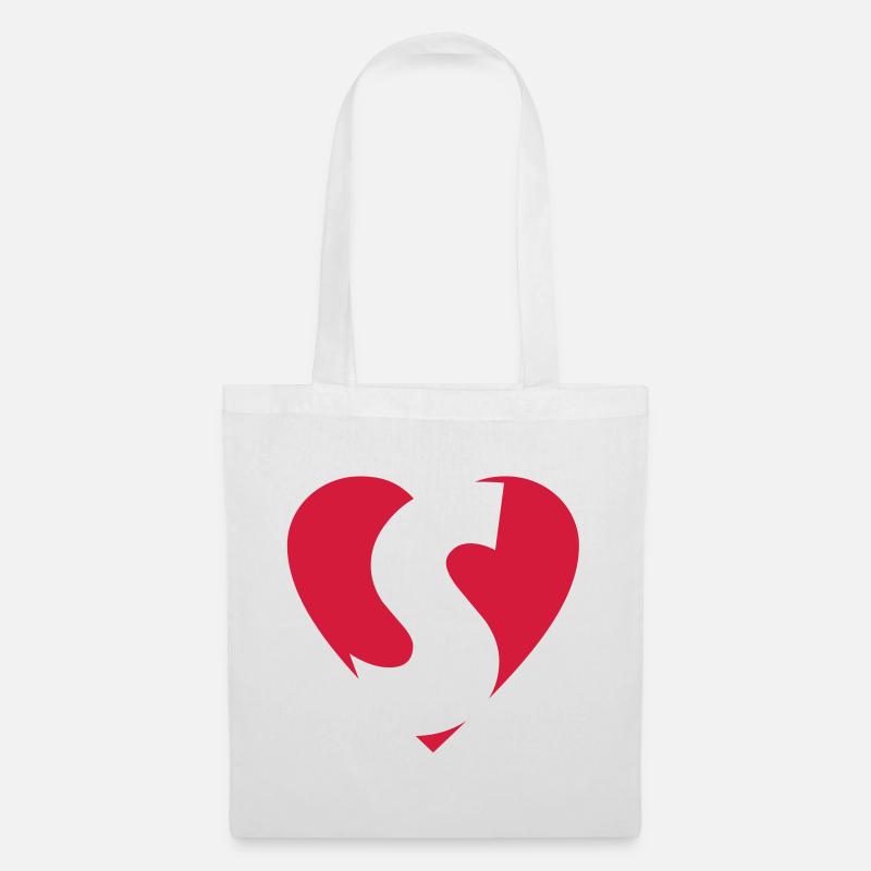 Herz S - I love S - Buchstabe S - Stoffbeutel - Weiß