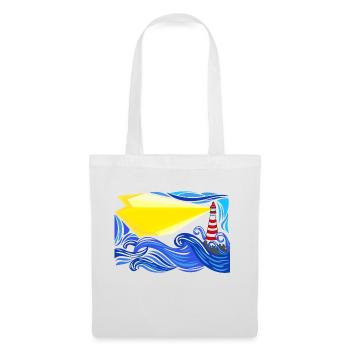 mer dans la tempête avec le phare - Sac en tissu - blanc - Devant