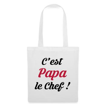 Papa / Fête des Pères / Pere / Cuisine Chef / Bébé - Sac en tissu - blanc - Devant