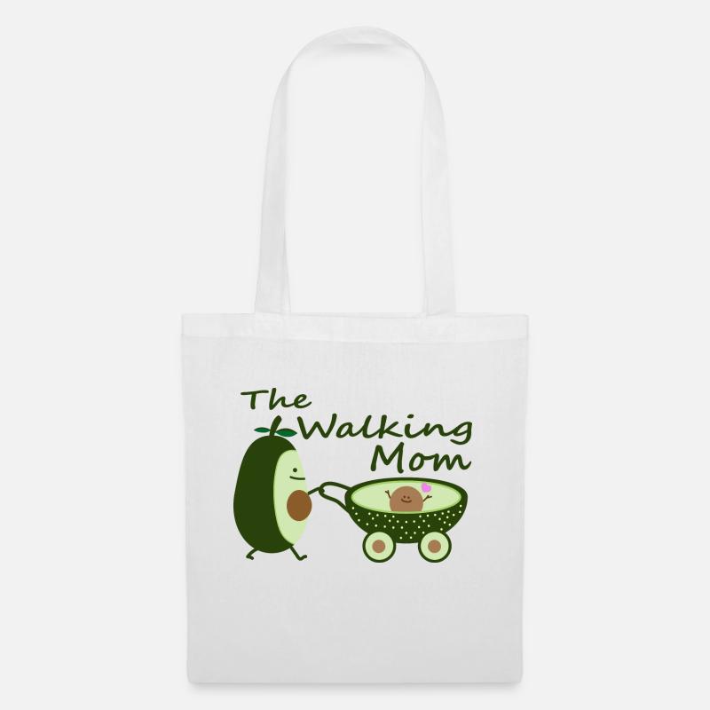 Avocado als Walking Mom - Stoffbeutel - Weiß