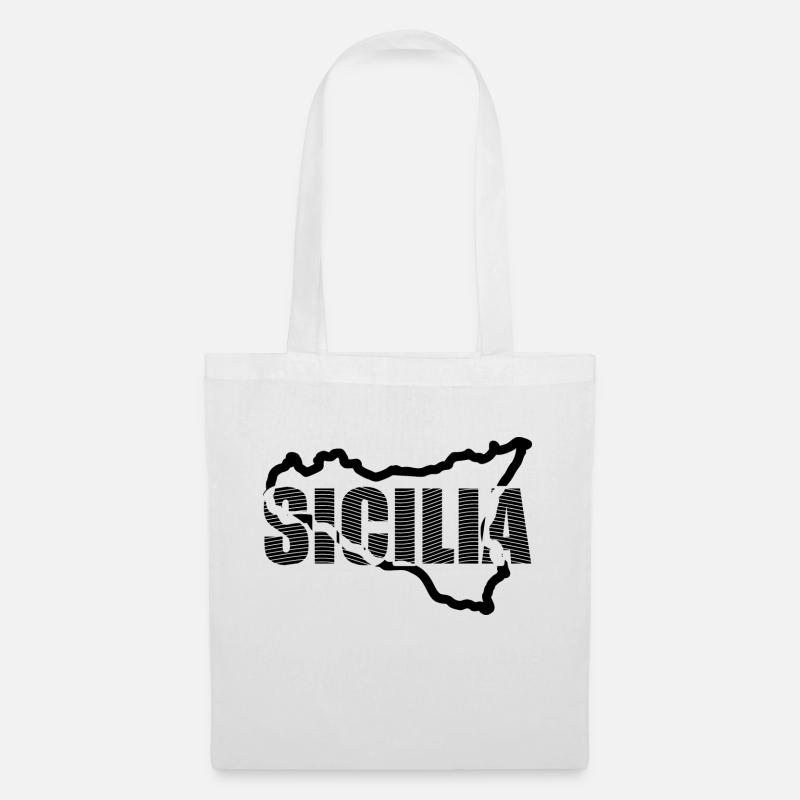 T-shirts souvenirs sicile, conception de carte - Sac en tissu - blanc