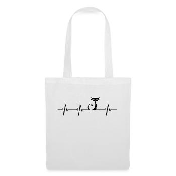 Cat ECG Heartbeat Heartbeat Cat - Tote Bag - white - Front