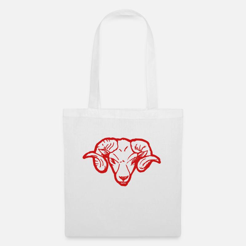 Roter Widderkopf Rammbock Geschenkidee Teufel - Stoffbeutel - Weiß