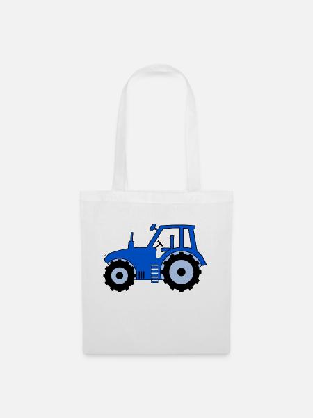 Traktor blau - Stoffbeutel - Weiß