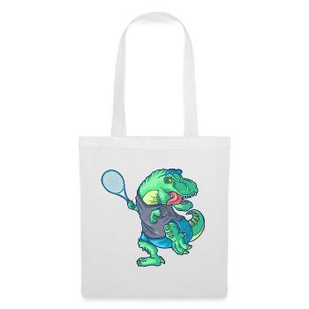 Tennis Saurus Dinosaur T-Rex avec raquette de tennis - Sac en tissu - blanc - Devant