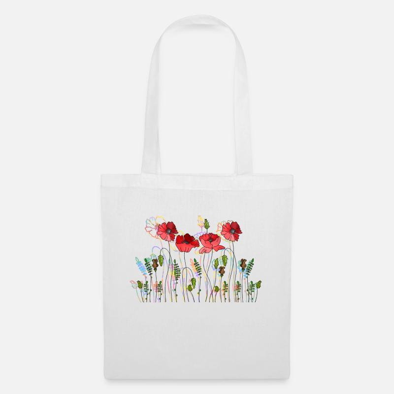 Blumen - Stoffbeutel - Weiß