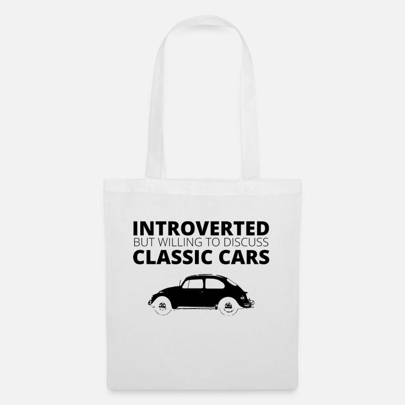 Introvertiert- aber würde über Oldtimer reden. - Stoffbeutel - Weiß
