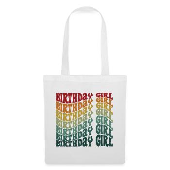 Anniversaire Fille Groovy Rétro Vintage Anniversaire - Sac en tissu - blanc - Devant