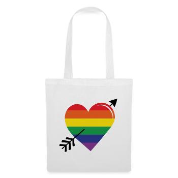 Pfeil Regenbogenherz Stolz - Stoffbeutel - Weiß - Vorne