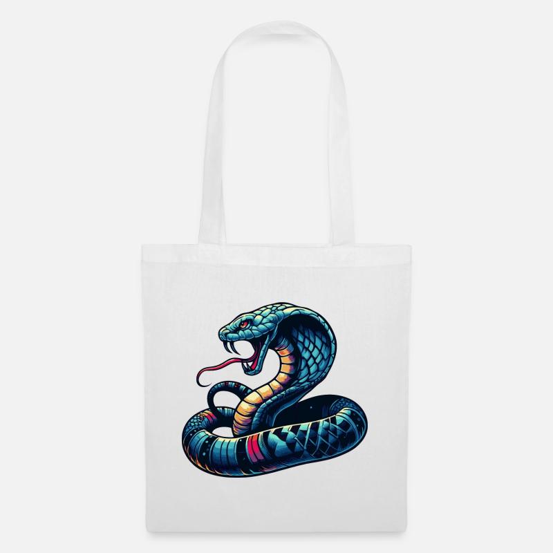 motif serpent Cobra dynamique et coloré - Sac en tissu - blanc