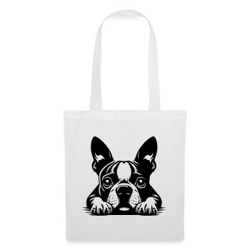 Boston Terrier Kopf mit Pfoten - Stoffbeutel - Weiß - Vorne