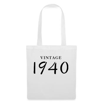 Jahrgang 1940er Jahre - Geschenkidee zum Geburtstag - Stoffbeutel - Weiß - Vorne
