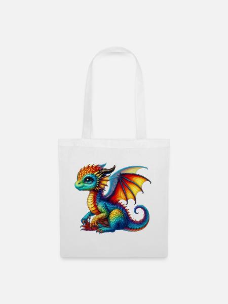 Drache - Stoffbeutel - Weiß
