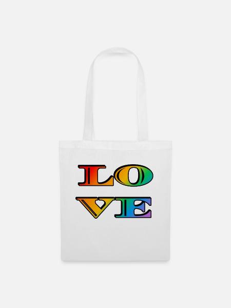 Retro Regenbogen Liebe - Stoffbeutel - Weiß
