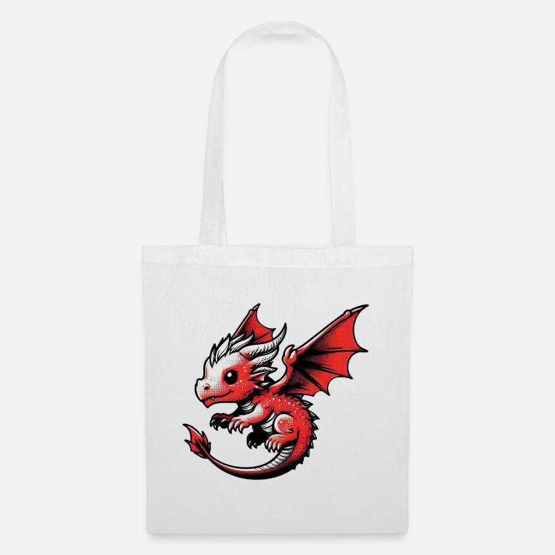 Drache - Stoffbeutel - Weiß