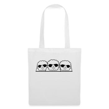 3 DJ Schafe Hinter Zaun Mauer Sonnenbrille Freunde - Stoffbeutel - Weiß - Vorne