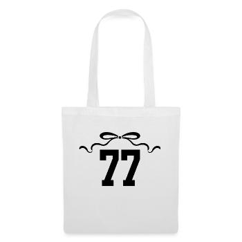 Numéro 77 noeud - 77e anniversaire - Sac en tissu - blanc - Devant