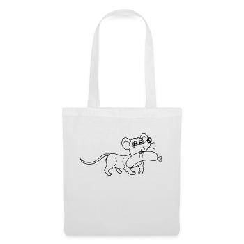 Souris grosse saucisse manger faim saucisse grillades - Sac en tissu - blanc - Devant
