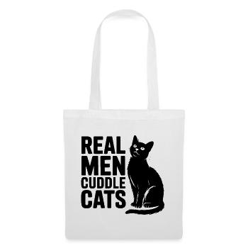 Echte Männer kuscheln Katzen! Katzen Papa Kitten - Stoffbeutel - Weiß - Vorne