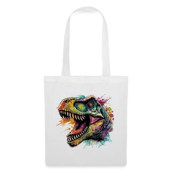 Dino Neon Kunst Design - Stoffbeutel - Weiß - Vorne