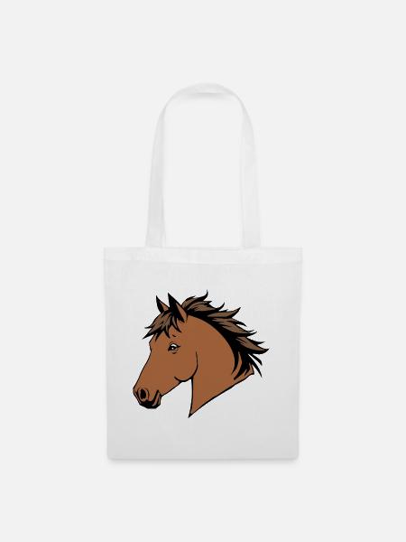 Pferdekopf Pferd Reiten Mädchen Geschenk - Stoffbeutel - Weiß