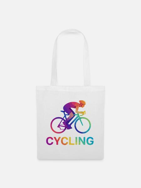 Lebendiges Regenbogen-Radfahrerdesign - Stoffbeutel - Weiß