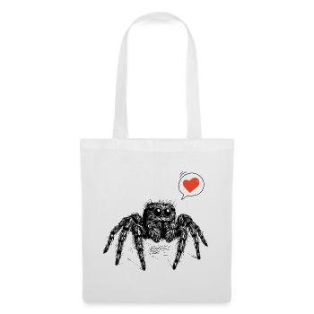 Springspinne mit Herz - Stoffbeutel - Weiß - Vorne