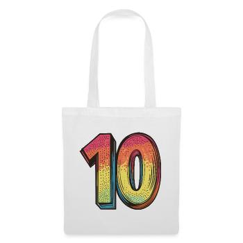 10 Zahl Bunt - Stoffbeutel - Weiß - Vorne