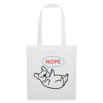Frenchie Hund Nope Comic Bunt - Stoffbeutel - Weiß - Vorne
