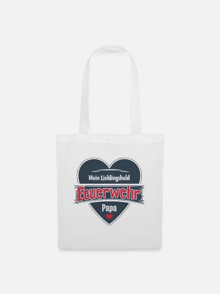 Feuerwehr Papa Mein Lieblingsheld Geschenk - Stoffbeutel - Weiß