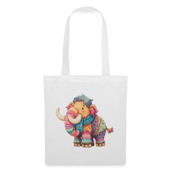 Mammouth coloré avec écharpe - Sac en tissu - blanc - Devant