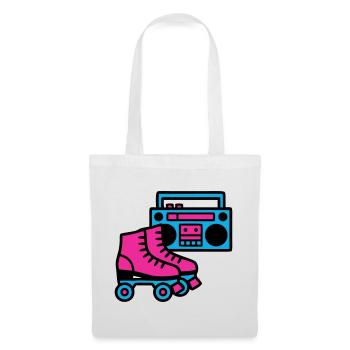 Rollschuhe Boombox 80er Retro - Stoffbeutel - Weiß - Vorne