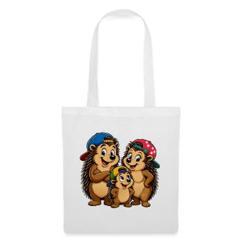Funny hedgehog family with baseball cap - Tote Bag - white - Front