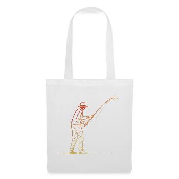 Angler Grafik Retro Stil - Stoffbeutel - Weiß - Vorne