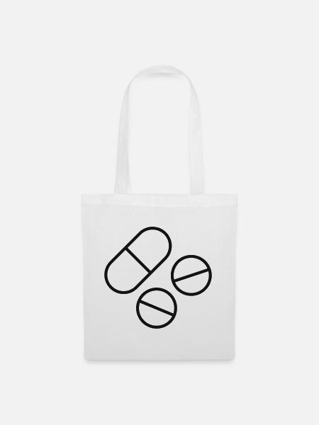 Symbol der Medikamenten-Pillen-Linie - Stoffbeutel - Weiß