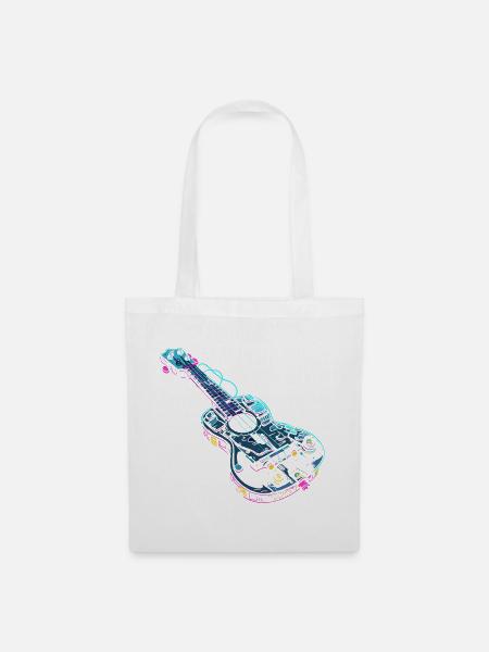 Ukulele Grafik Retro-Look - Stoffbeutel - Weiß