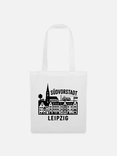 Südvorstadt Leipzig Silhouette - Stoffbeutel - Weiß