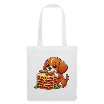 Beagle Liebt Lasagne Italienisch Hund Liebe Lasagn - Stoffbeutel - Weiß - Vorne