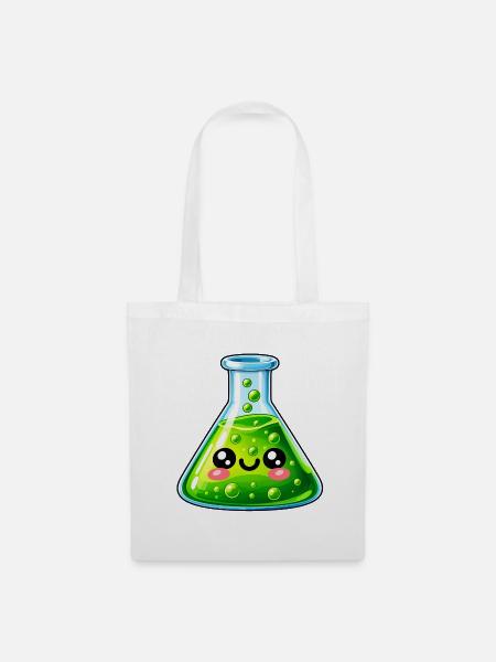 Grüner Blubber im Erlenmeyer - Stoffbeutel - Weiß
