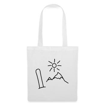 Snowboard Design mit Bergen und Sonne - Stoffbeutel - Weiß - Vorne