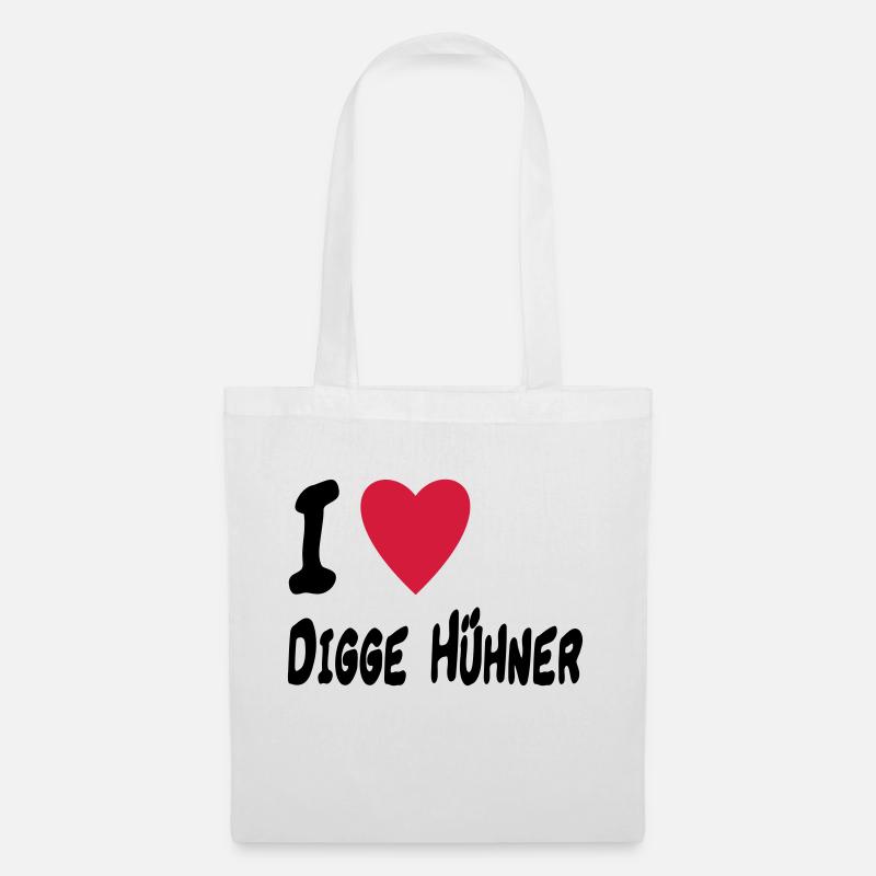 i love digge huehner - Stoffbeutel - Weiß