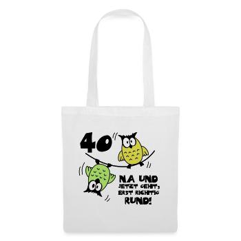 40 birthday, owls on the rope, round - Tote Bag - white - Front