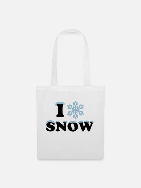 Schnee Winter, I LOVE, Schneeflocke, Apres Ski, - Stoffbeutel - Weiß