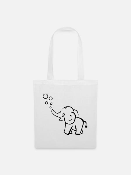 Elefant macht Blasen - Stoffbeutel - Weiß