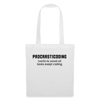 Procrasticoding Verb To Avoid All Tasks Coding Dev - Stoffbeutel - Weiß - Vorne
