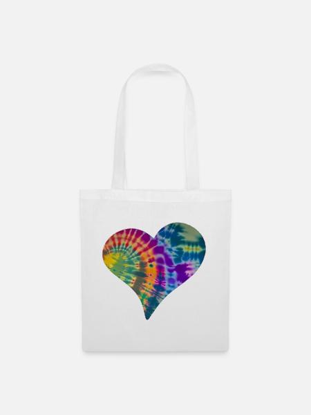 Tie Dye Herz - Stoffbeutel - Weiß