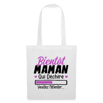 Bientôt Maman Qui Déchire Veuillez Patienter Mère - Sac en tissu - blanc - Devant